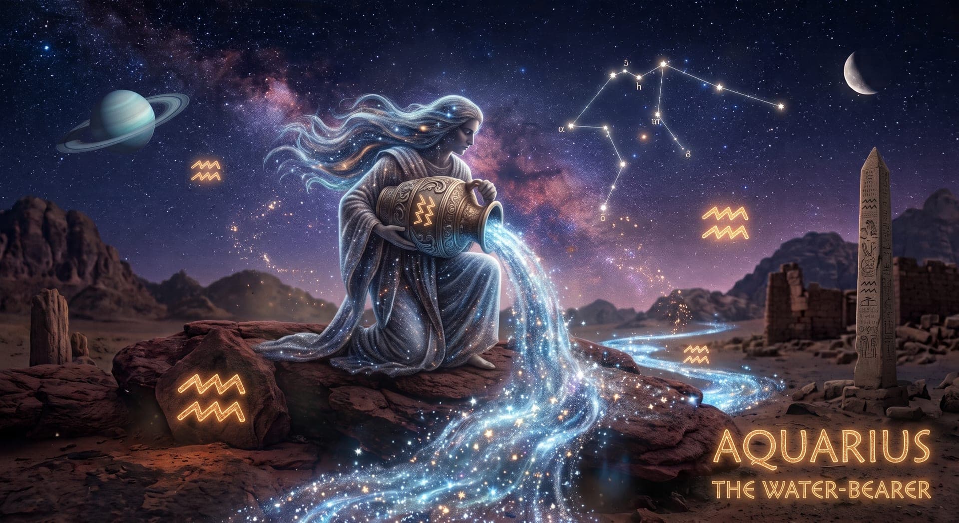 Aquarius zodiac illustration