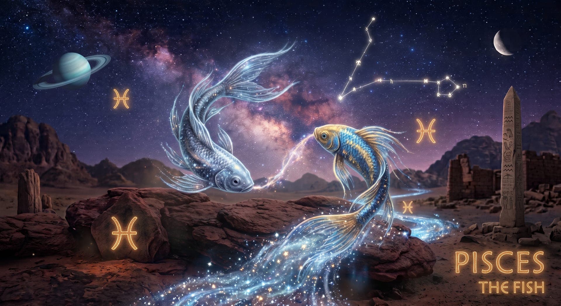 Pisces zodiac illustration